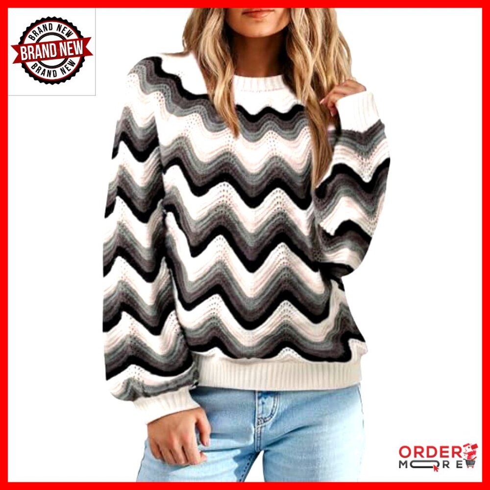 Cozy Lantern Sleeve Pullover Sweater, Color Block Knit, Fair Isle Pattern - Picture 4 of 7